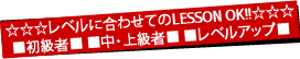 レベルに合わせてレッスンOK レベルに合わせてレッスンOK